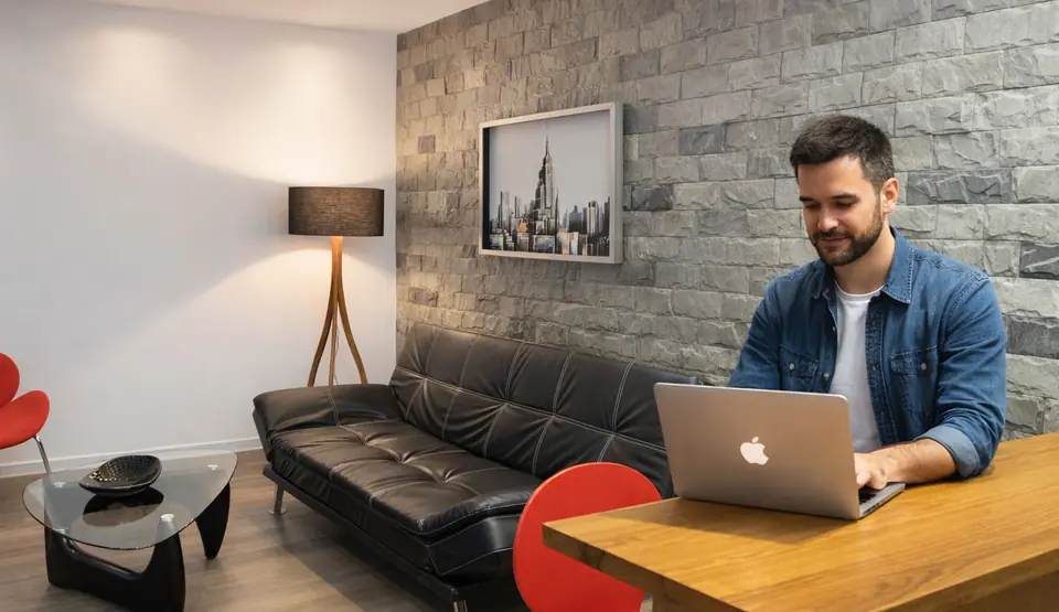 Sala de estar del departamento amoblado en Chillán centro