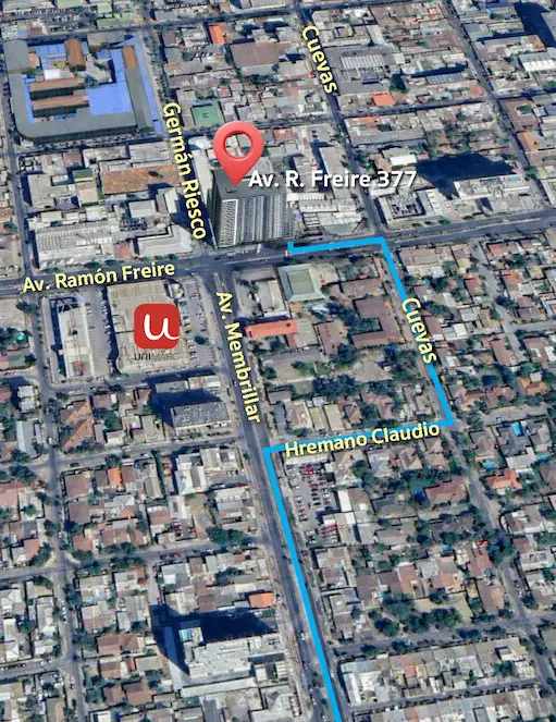 Imagen satelital del Edificio Panoramic en Av. Ramón Freire 377, Rancagua